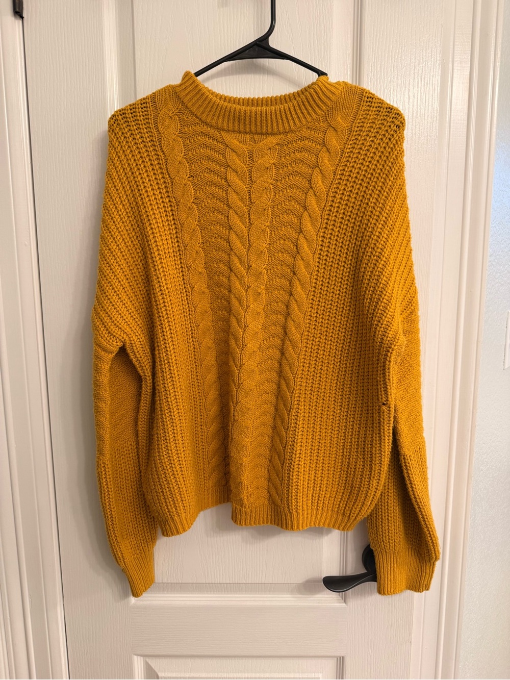 Abound Cable Knit Crewneck Sweater - Mustard Yellow